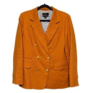 J.Crew Bristol Old Money Double Breasted Blazer Women Size 12 Quiet Luxury Linen